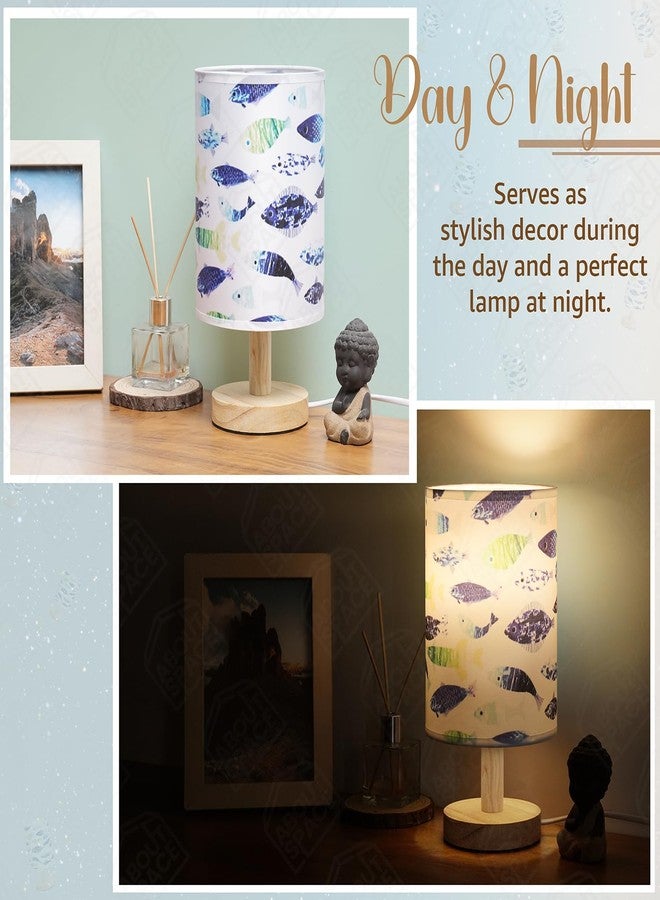 ABOUT SPACE مصباح ليلي من ABOUT SPACE - مصباح قراءة بجانب السرير بتصميم سمكة وقاعدة خشبية، مناسب لغرفة النوم وغرفة المعيشة والديكور المنزلي - أغطية مصابيح أسطوانية لغرفة المعيشة مع إضاءة (مصباح متوهج مرفق)، - Image 5